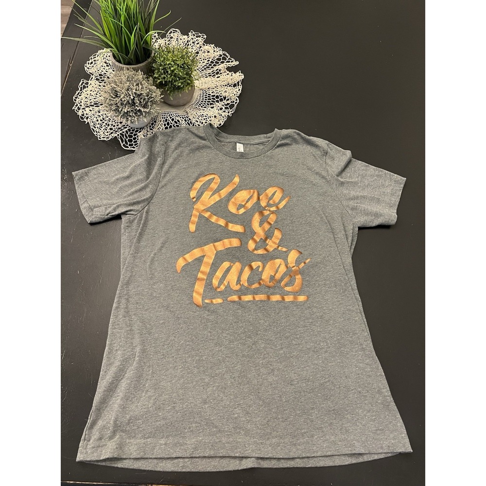 Bella Canvas Grey Koe & Tacos Koe Wetzel Western Red Dirt Music Graphic Tee Sz L